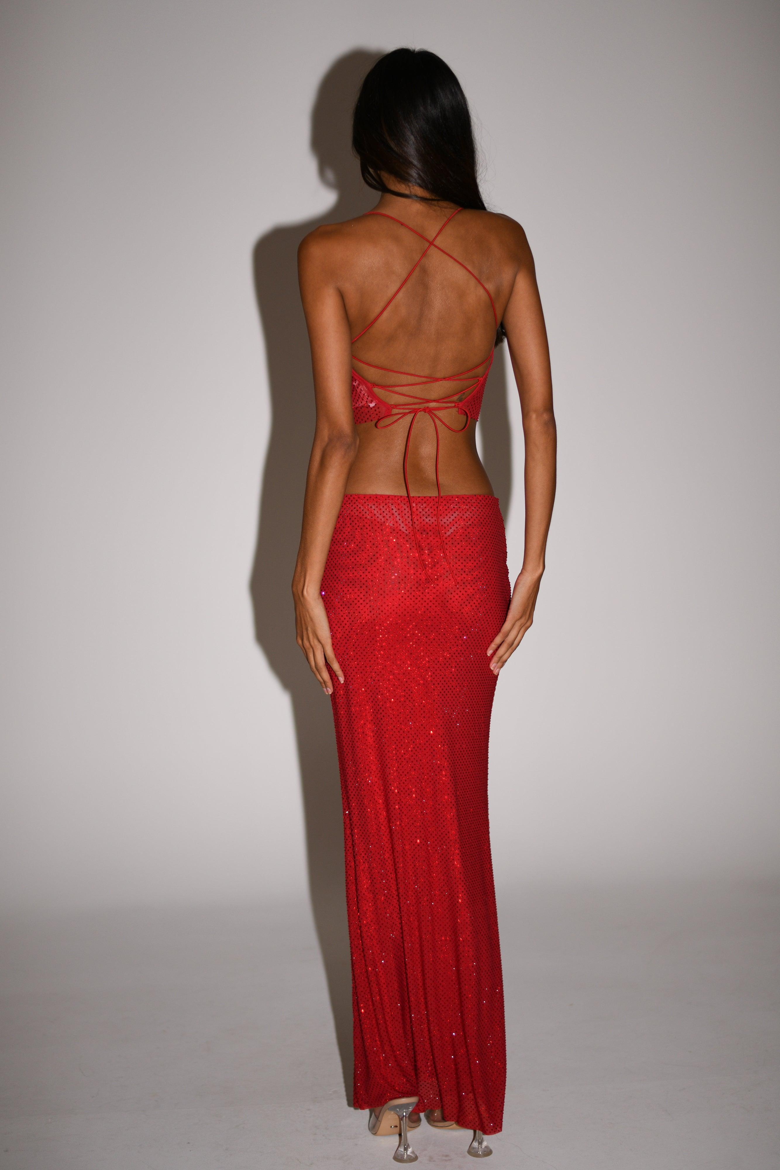 Erika Diamante Maxi Skirt - Vermilion Red Product Image