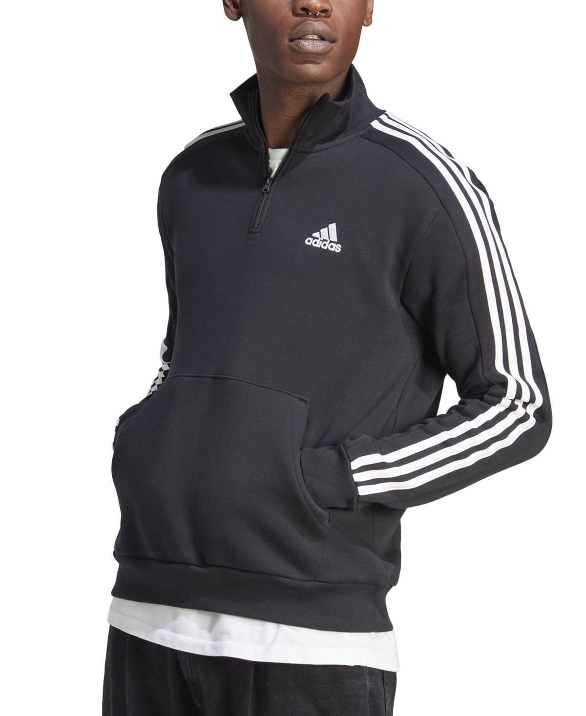 adidas Mens Essentials Fleece 3-Stripes Quarter-Zip Sweatshirt - Legend Ink Product Image