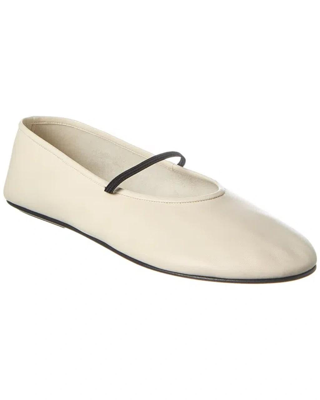 Leather Ballet Flats In White product image