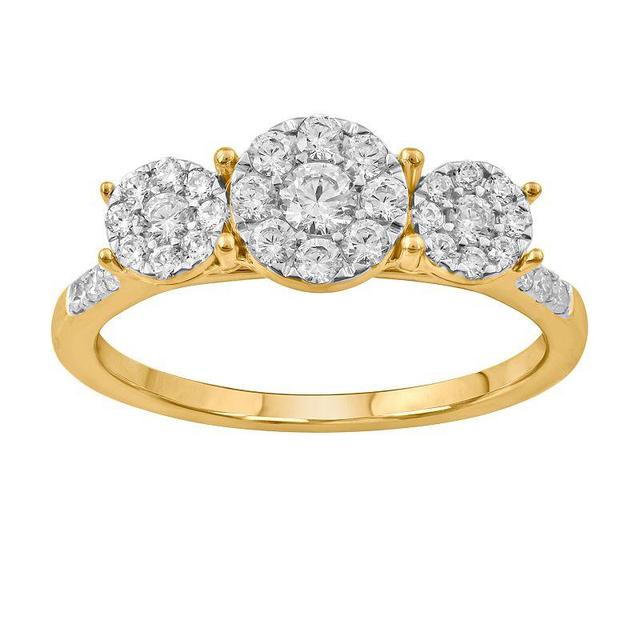 Simply Vera Vera Wang 14k Gold 1/2 Carat T.W. Diamond Halo 3-Cluster Engagement Ring, Womens 14k White Gold Product Image