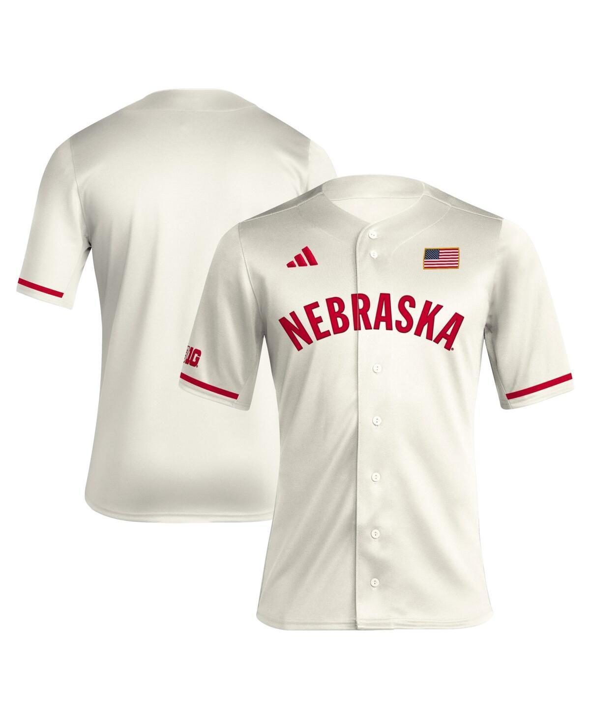 Mens adidas Cream Nebraska Huskers Replica Baseball Jersey - Cream Product Image