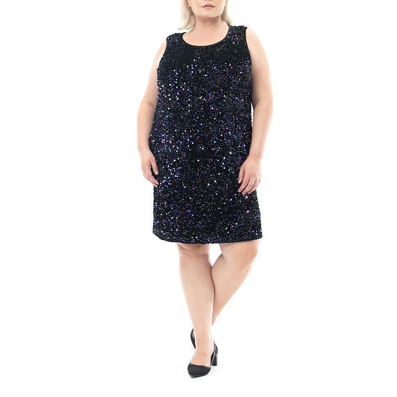 Plus Size Nina Leonard Sequin Dress, Womens Oxford Product Image