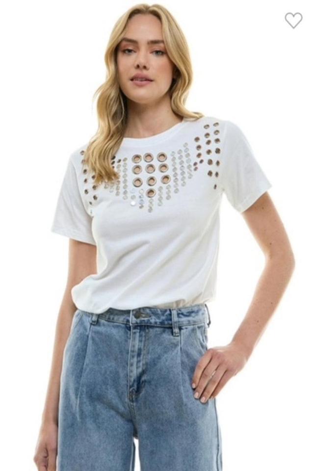 White Grommet Tee Product Image