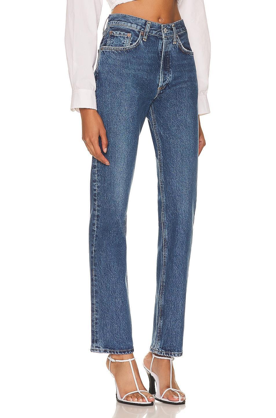 AGOLDE Lana Mid Rise Straight in Denim-Medium. Size 23, 24, 27, 28, 29, 30, 31, 32, 33. Product Image