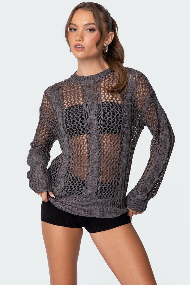 Cable Open Knit Sweater Product Image