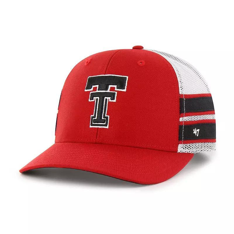 Mens 47 Brand Red Distressed Texas Tech Red Raiders Straight Eight Adjustable Trucker Hat Product Image