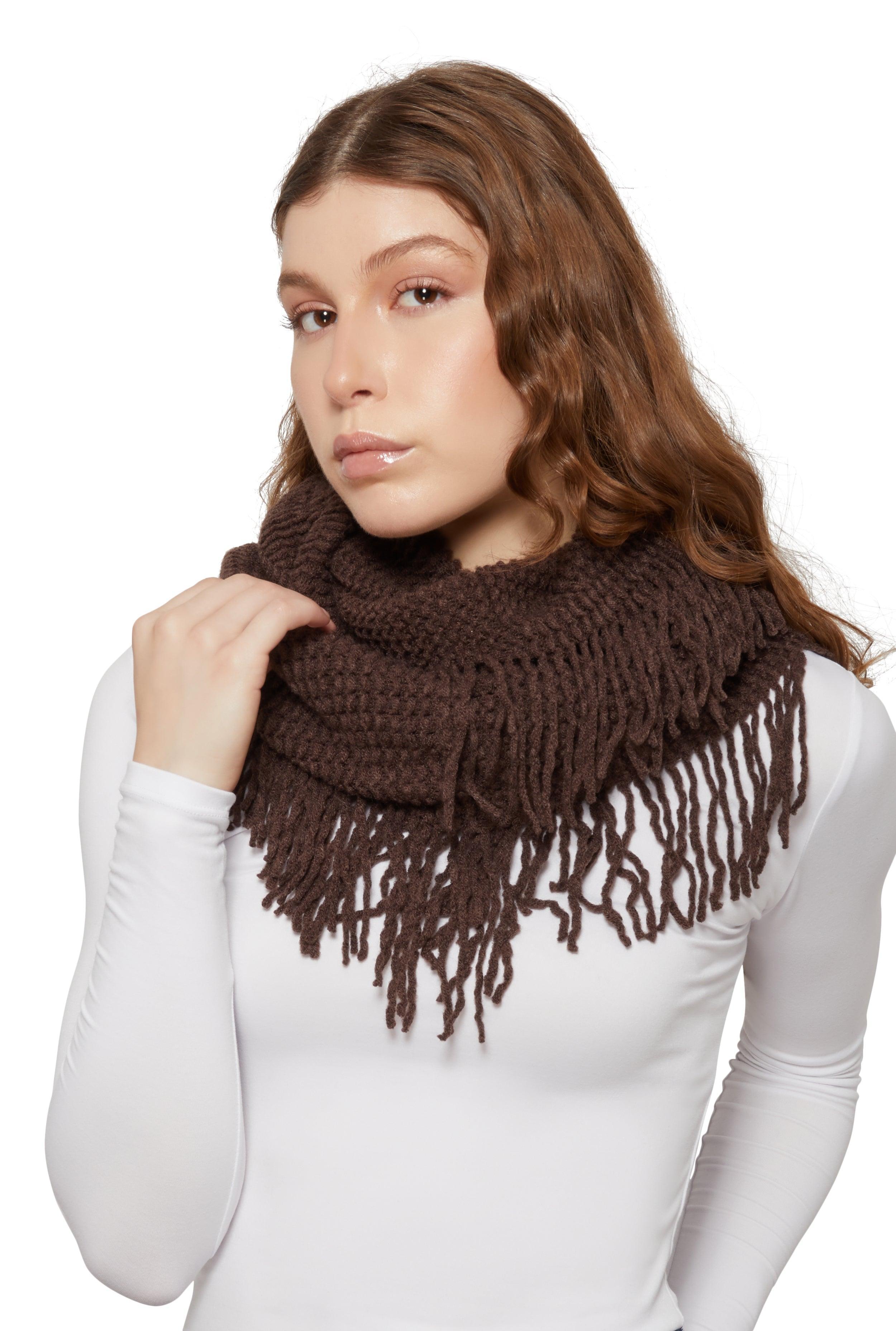 Womens Fringe Knitted Infinity Scarf product image