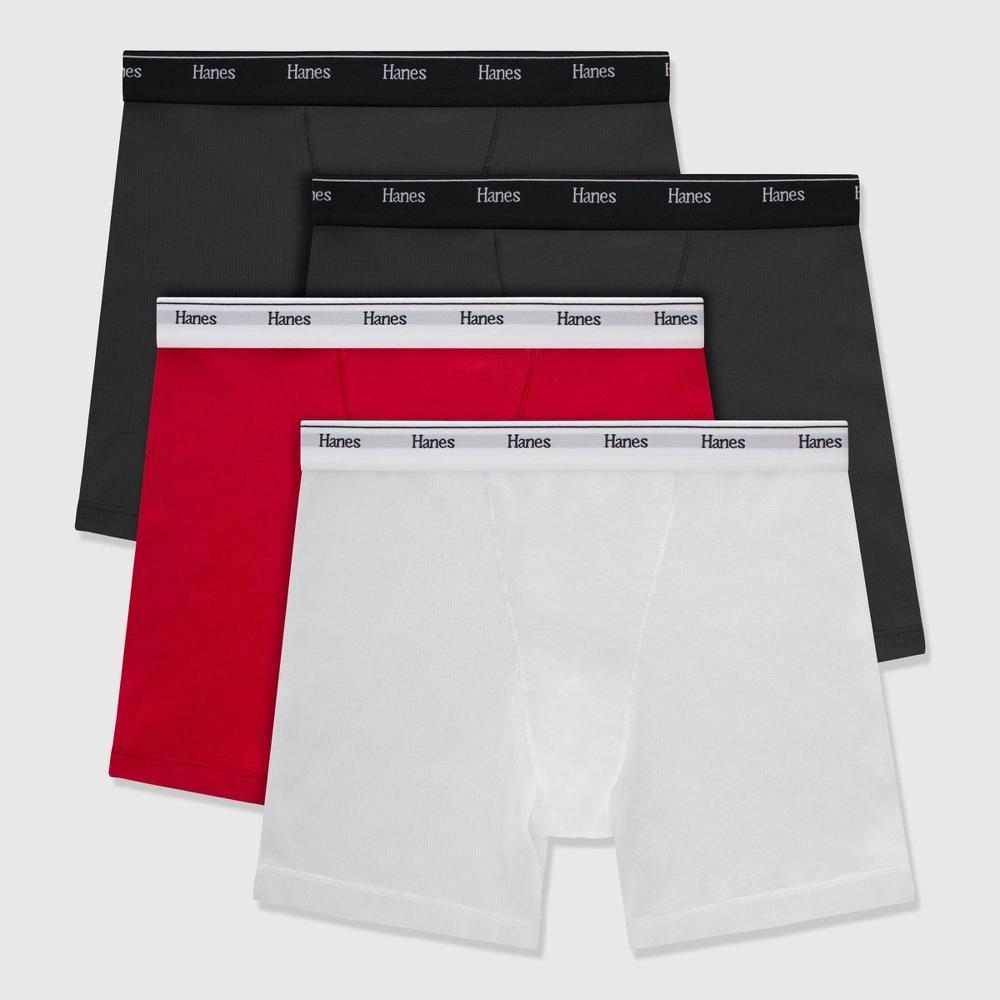 Hanes Women's 4pk Originals Boxer Briefs - White/Red/Black L Product Image