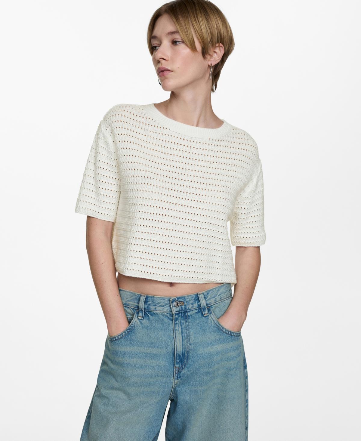 Mango Womens Openwork Details Knitted Jumper Product Image