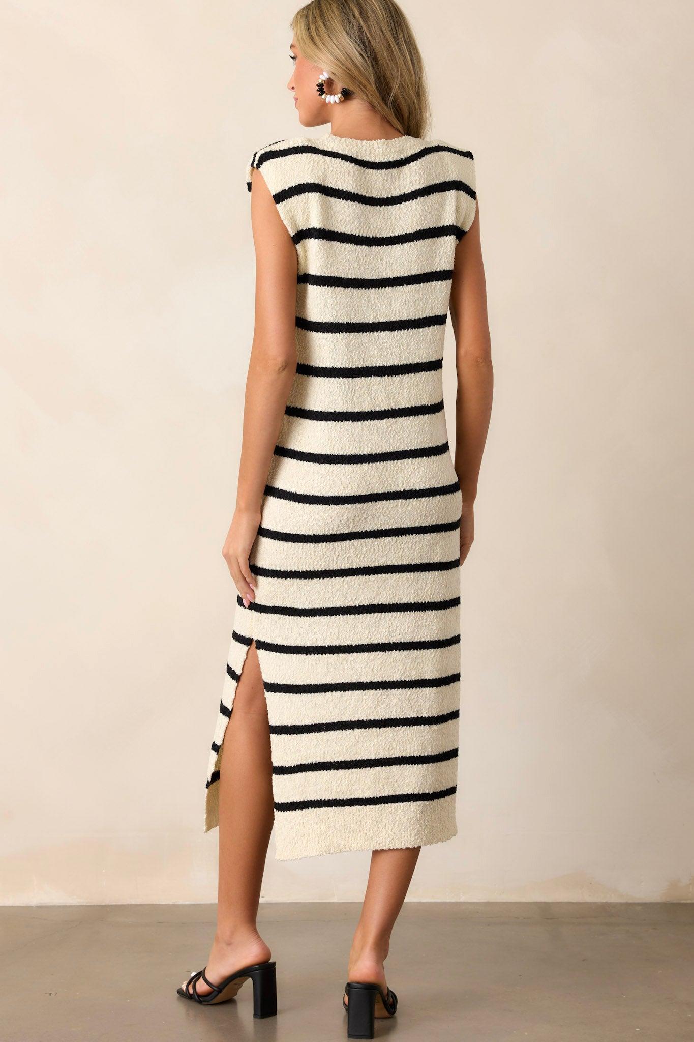 See You Soon Ivory Stripe Midi Dress Product Image