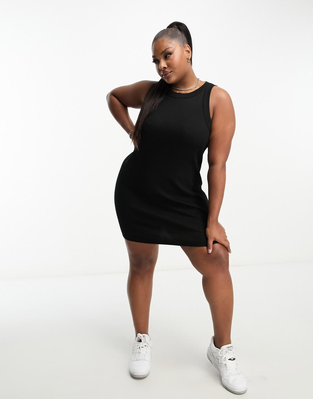 ASOS DESIGN Curve racer front ribbed mini tank dress Product Image