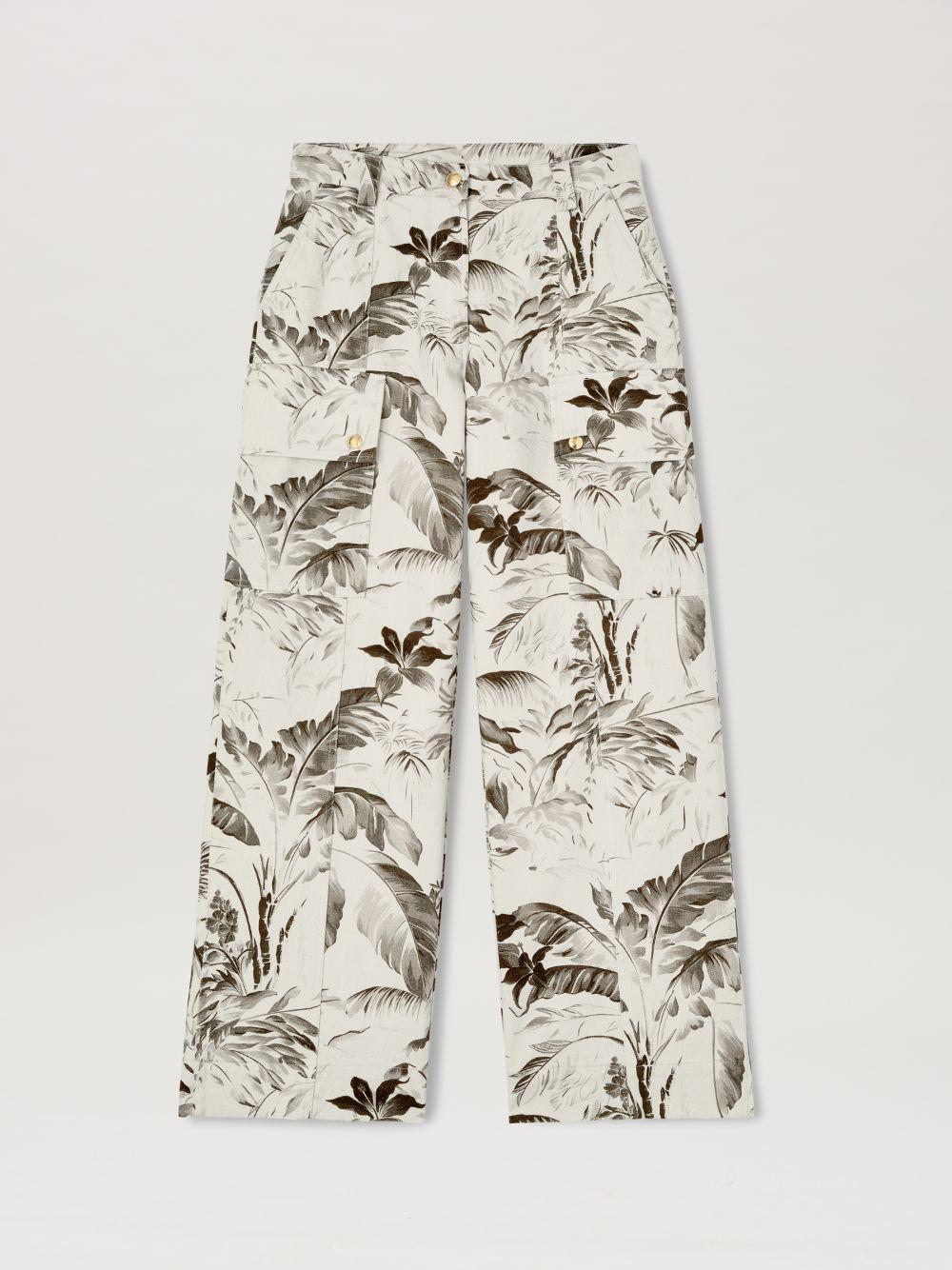 Jungle print cargo pants in neutrals  - Palm Angels® Official  Product Image