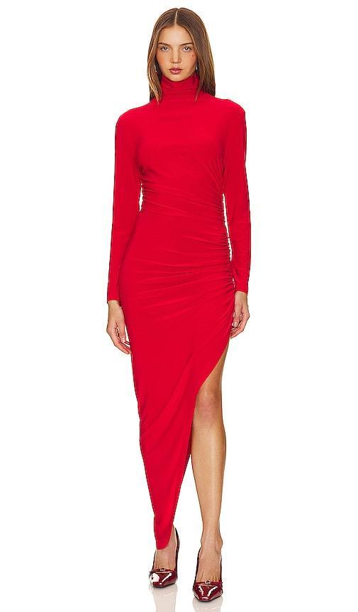 Womens Side-Drape Turtleneck Gown Product Image