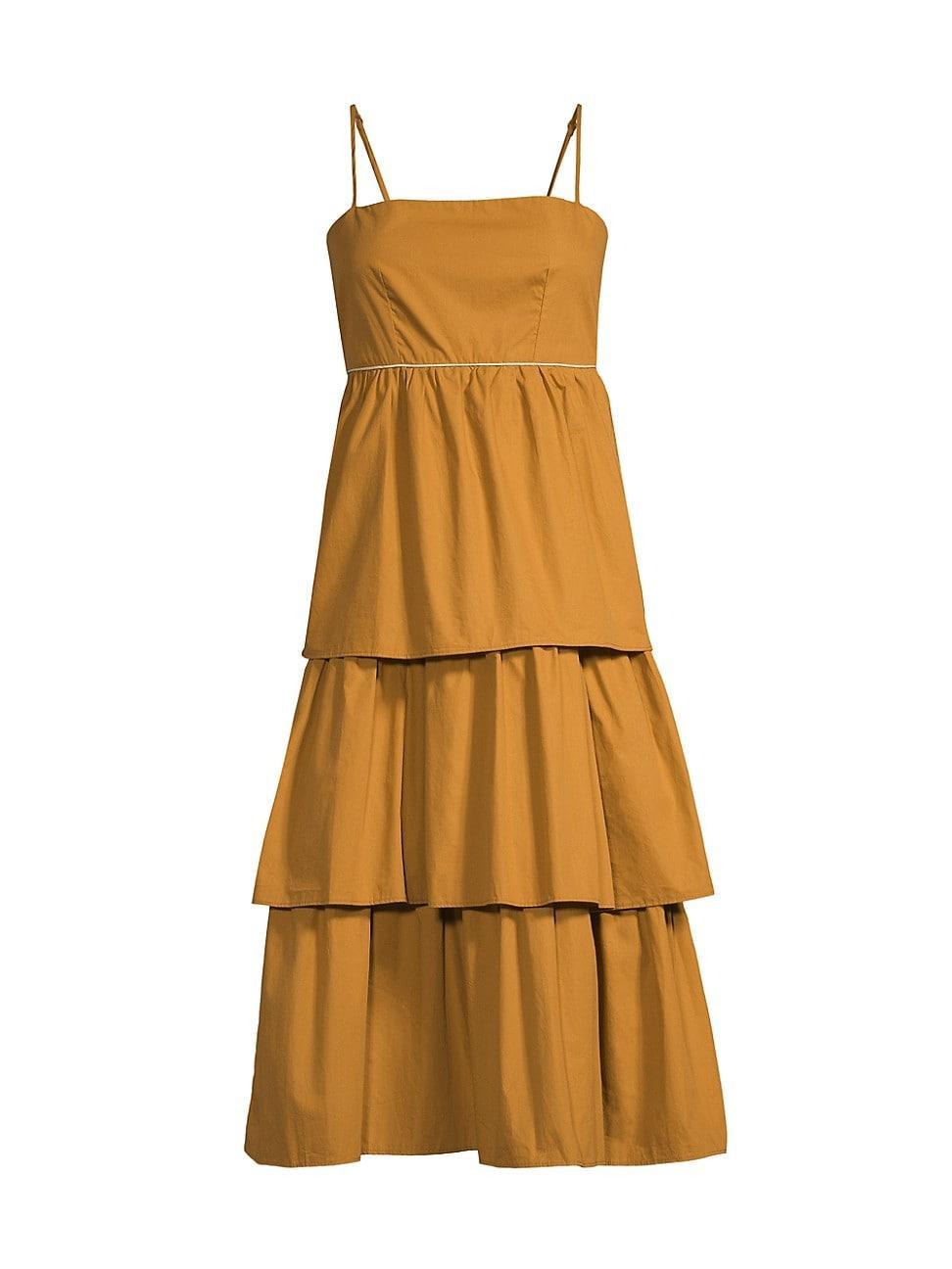 Womens Lola Cotton Tiered Midi-Dress Product Image