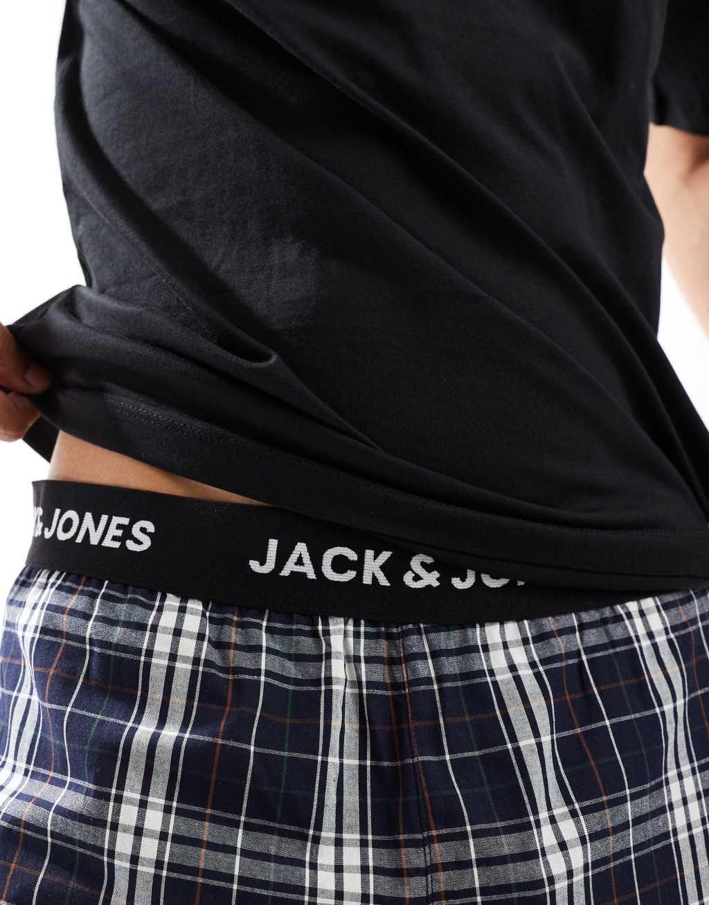 Jack & Jones pajama set in black plaid  Product Image