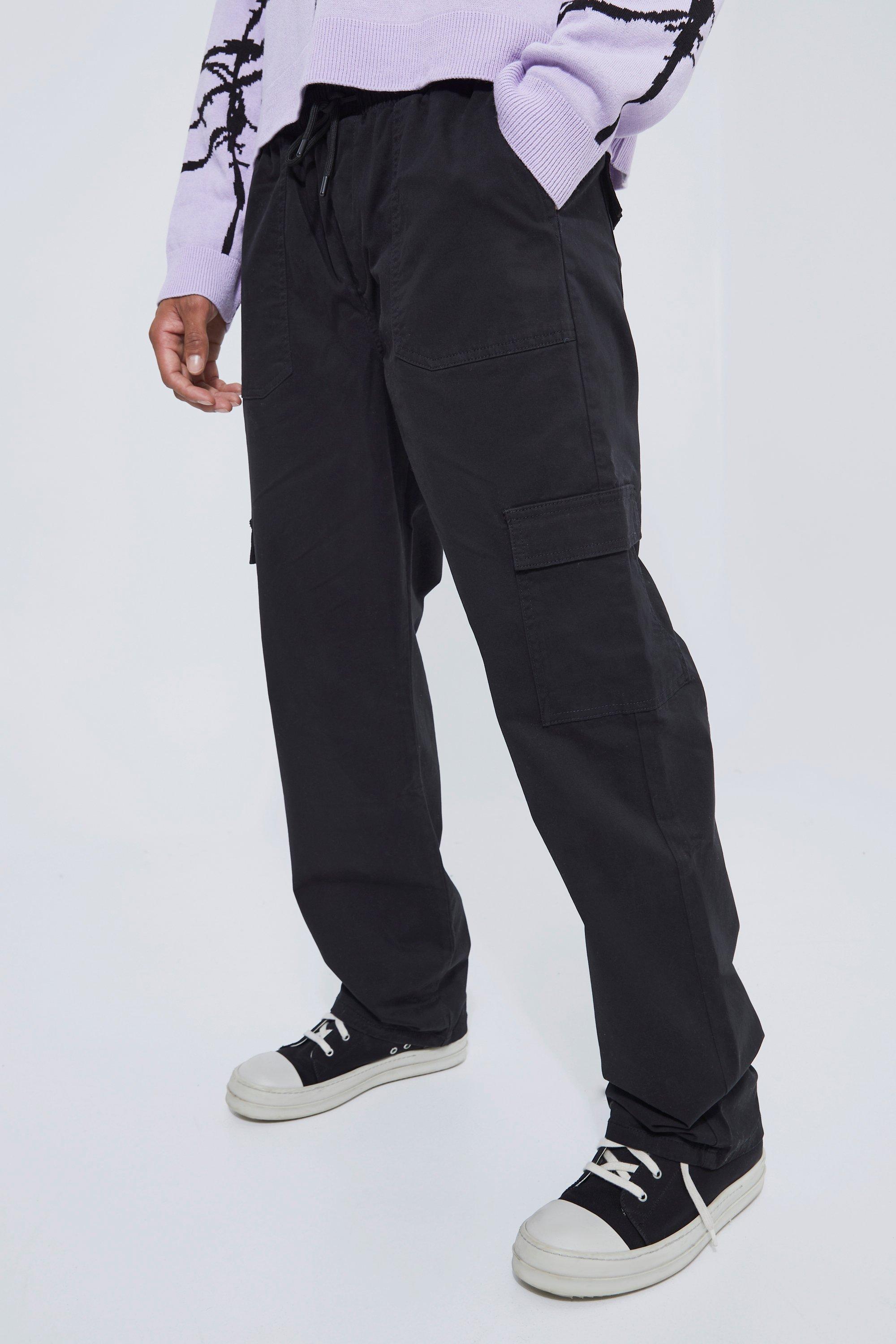 Elastic Waist Relaxed Fit Cargo Pants | boohooMAN USA Product Image