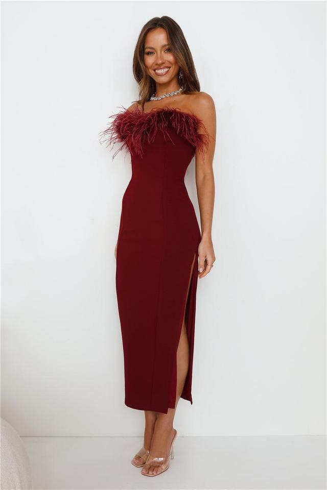 RUNAWAY Valentina Midi Dress Wine Product Image