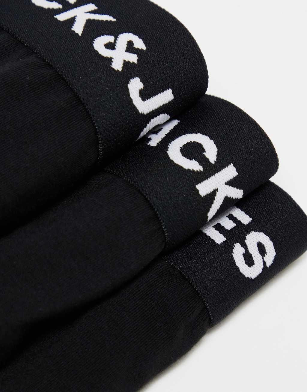 Jack & Jones 3 pack briefs in black with logo waistband Product Image