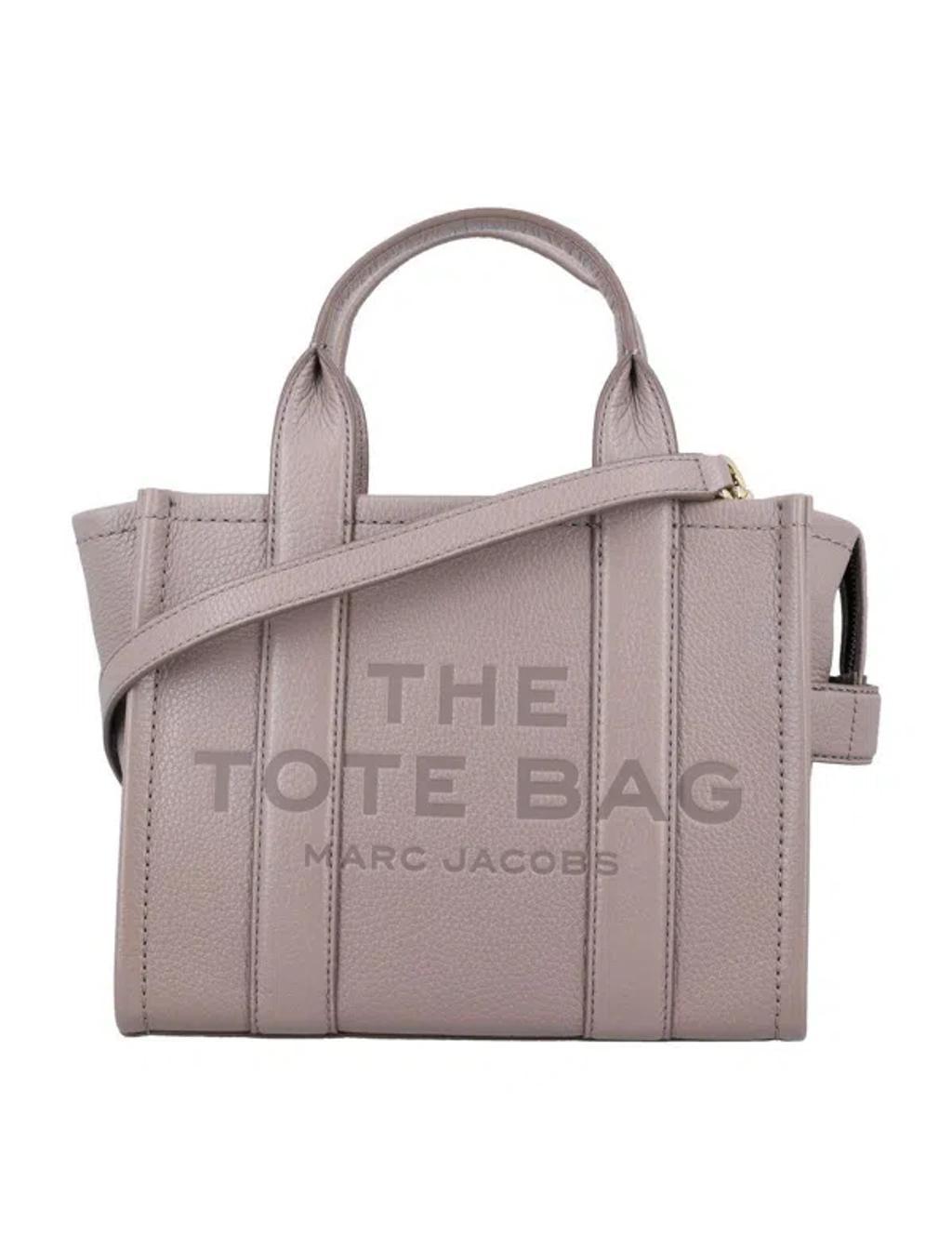 MARC JACOBS The Mini Tote Leather Bag In Grey Product Image