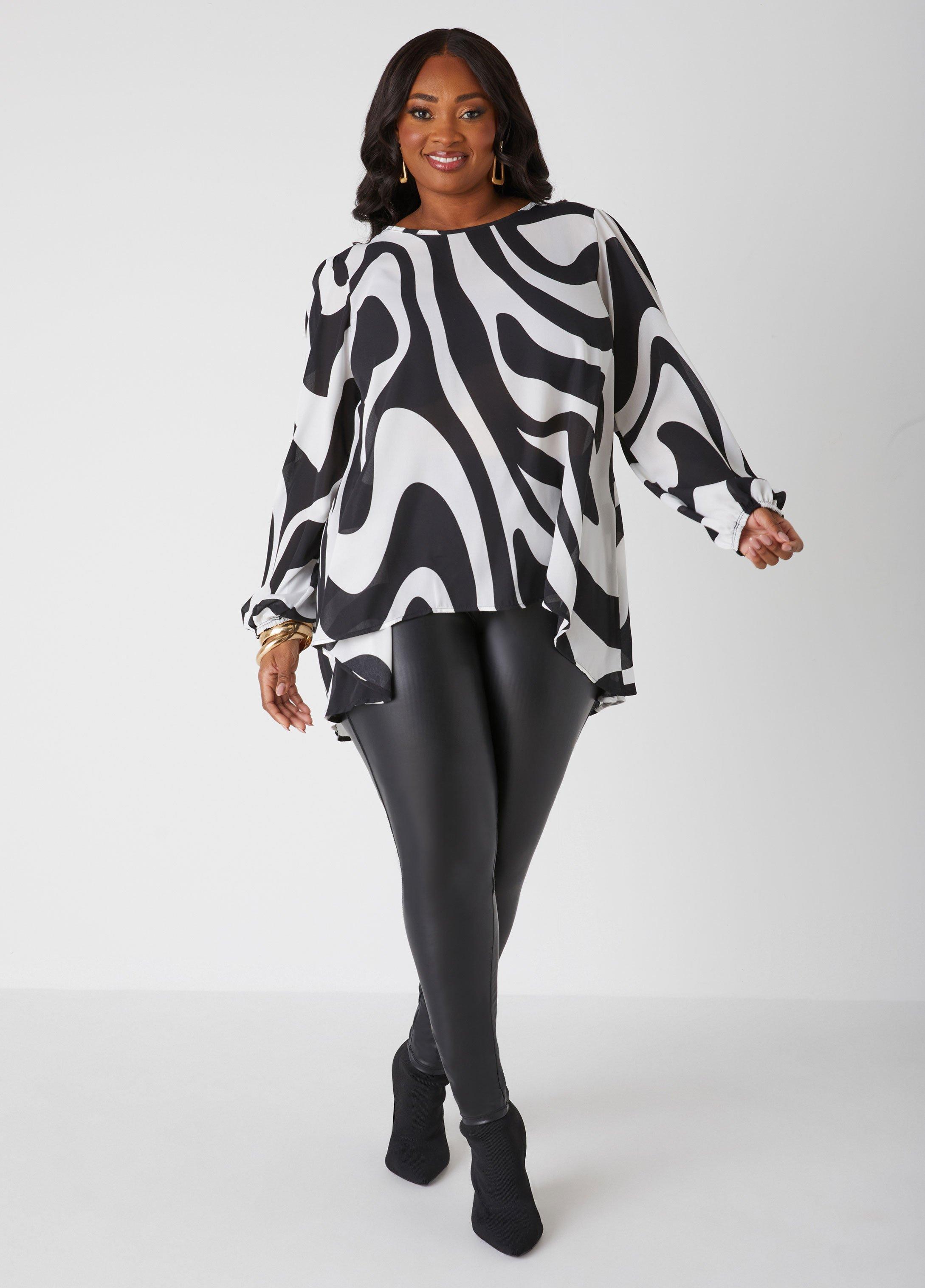 Plus Size Swirl Print Hi Low Blouse Ashley Stewart Product Image