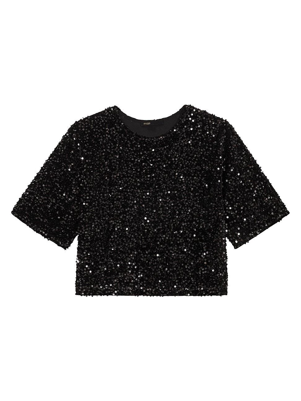 Womens Sequinned Velvet Top Product Image