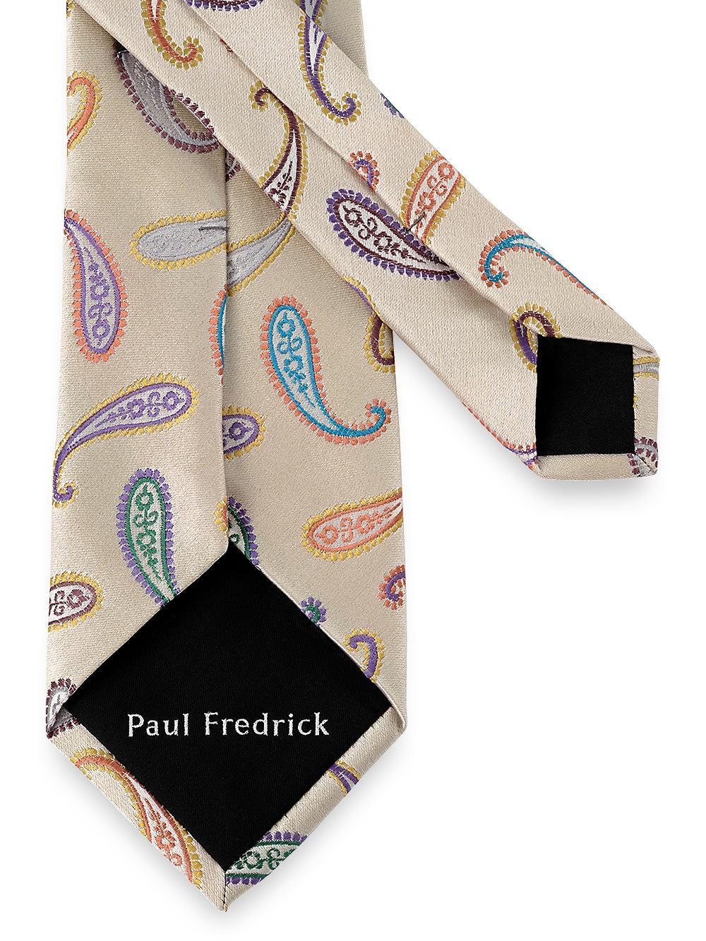 Paisley Woven Silk Tie - Ivory Multi Product Image