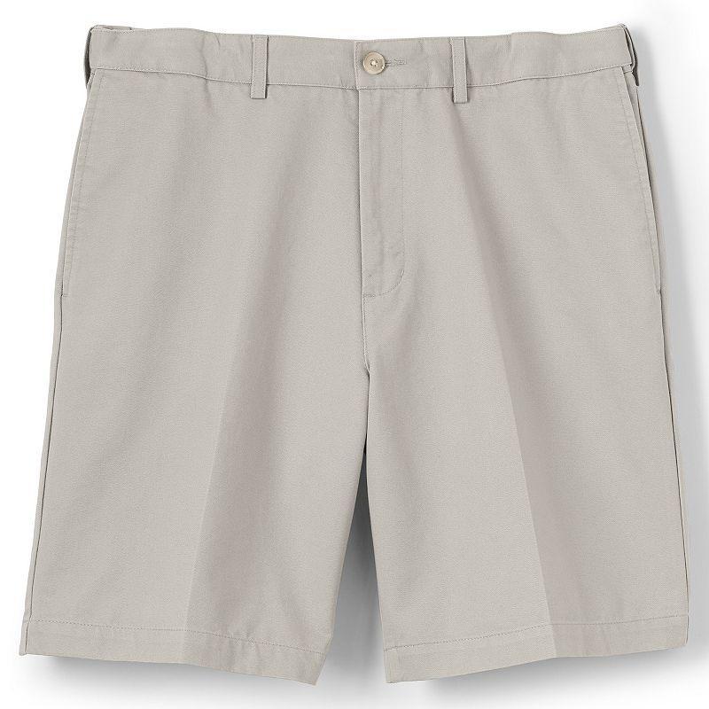 Big & Tall Lands End Comfort Waist 9-inch No-Iron Chino Shorts, Mens Light Grey Product Image