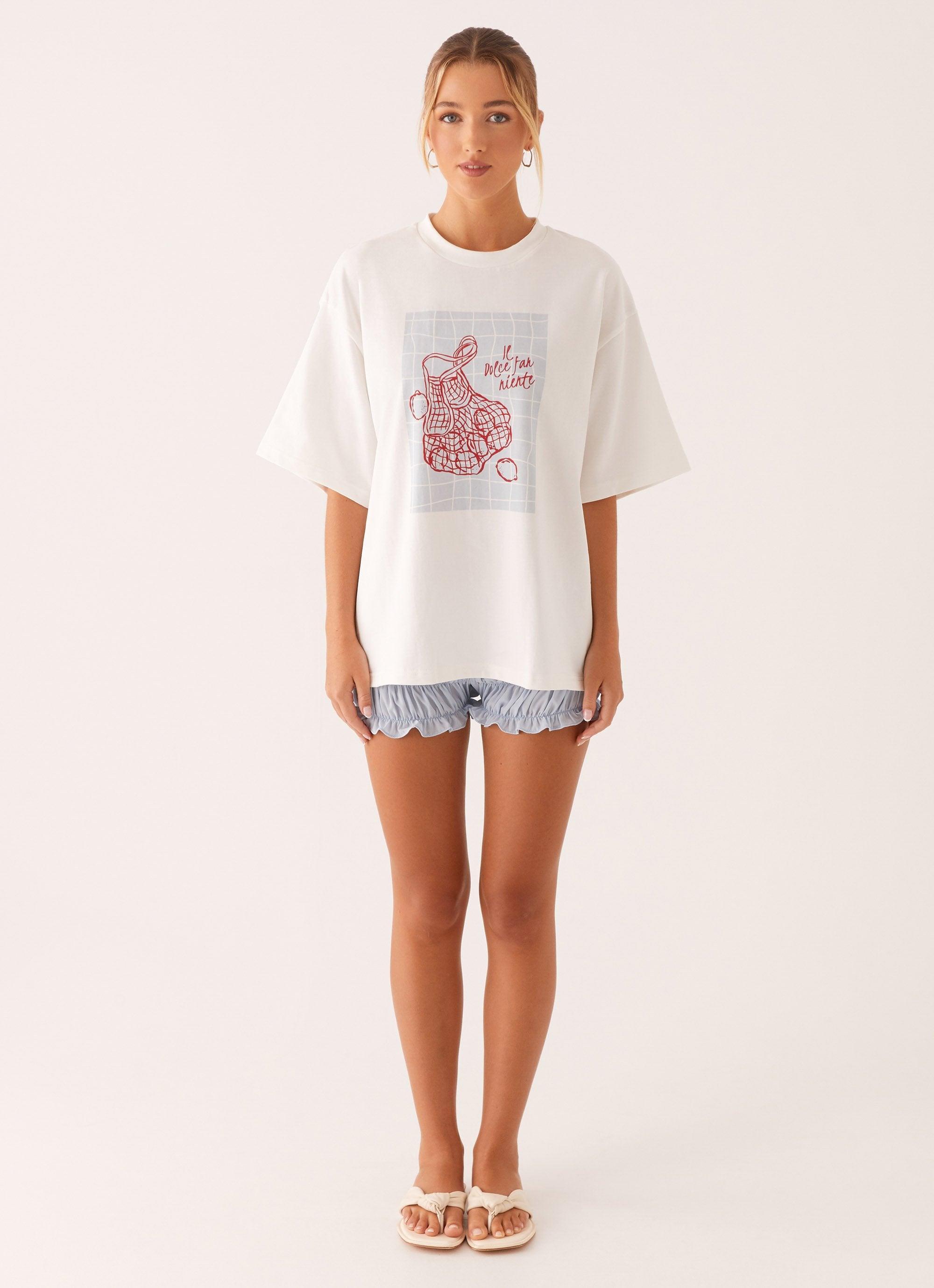 Born To Have Fun Oversized Graphic Tee - White Product Image