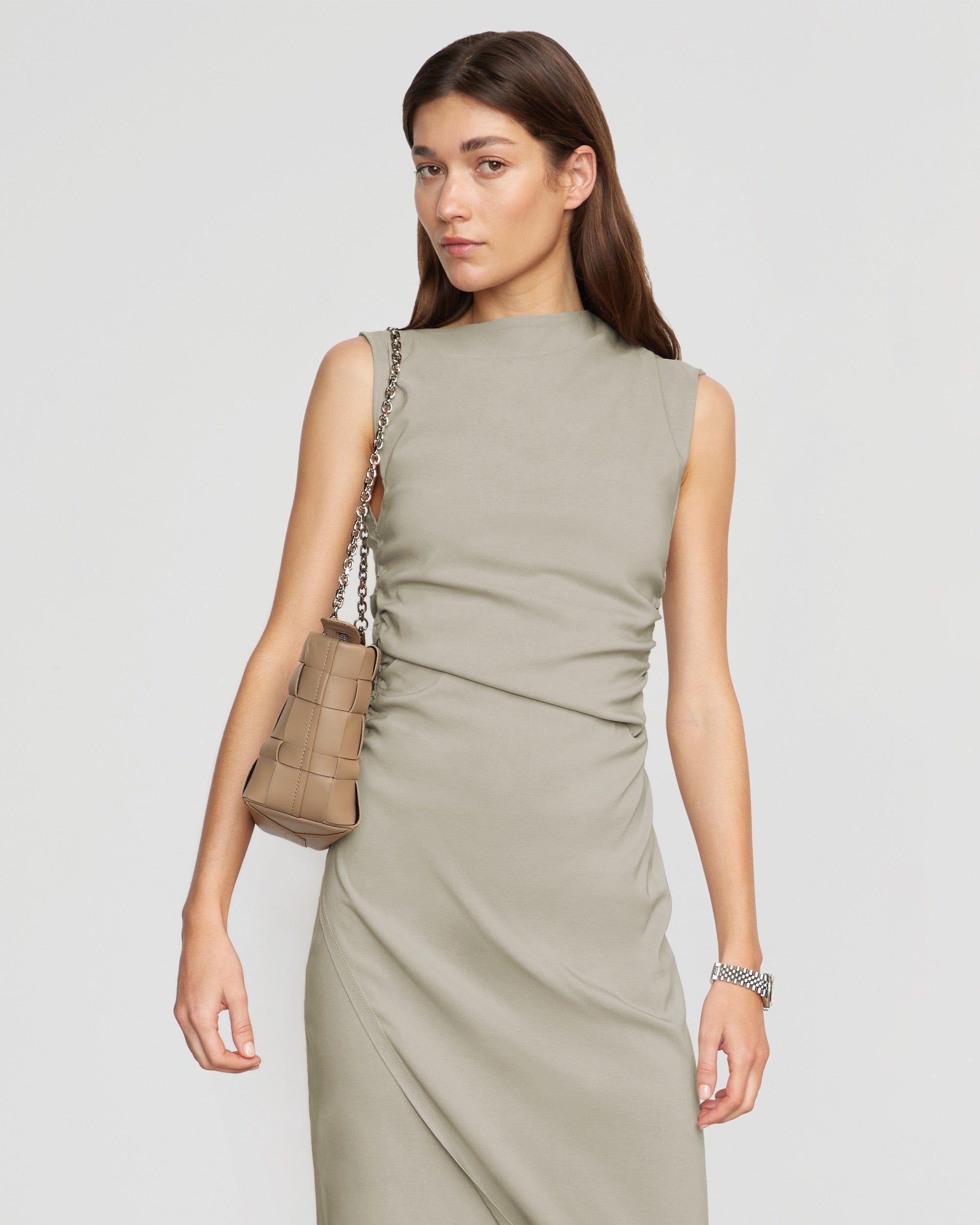 Manon Asymmetric-Neck Ruched Dress Product Image