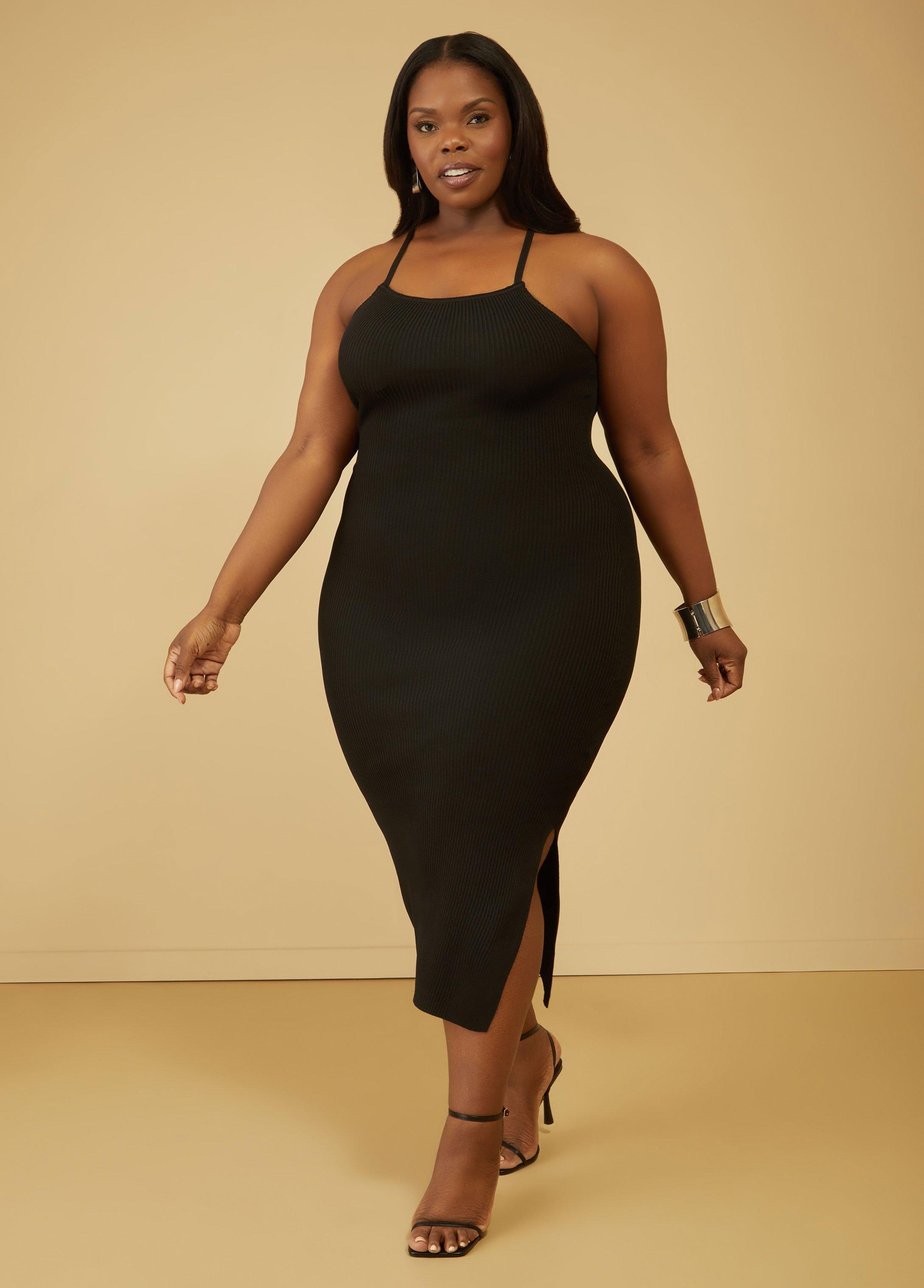 Plus Size Crisscross Midi Bodycon Dress Ashley Stewart Product Image