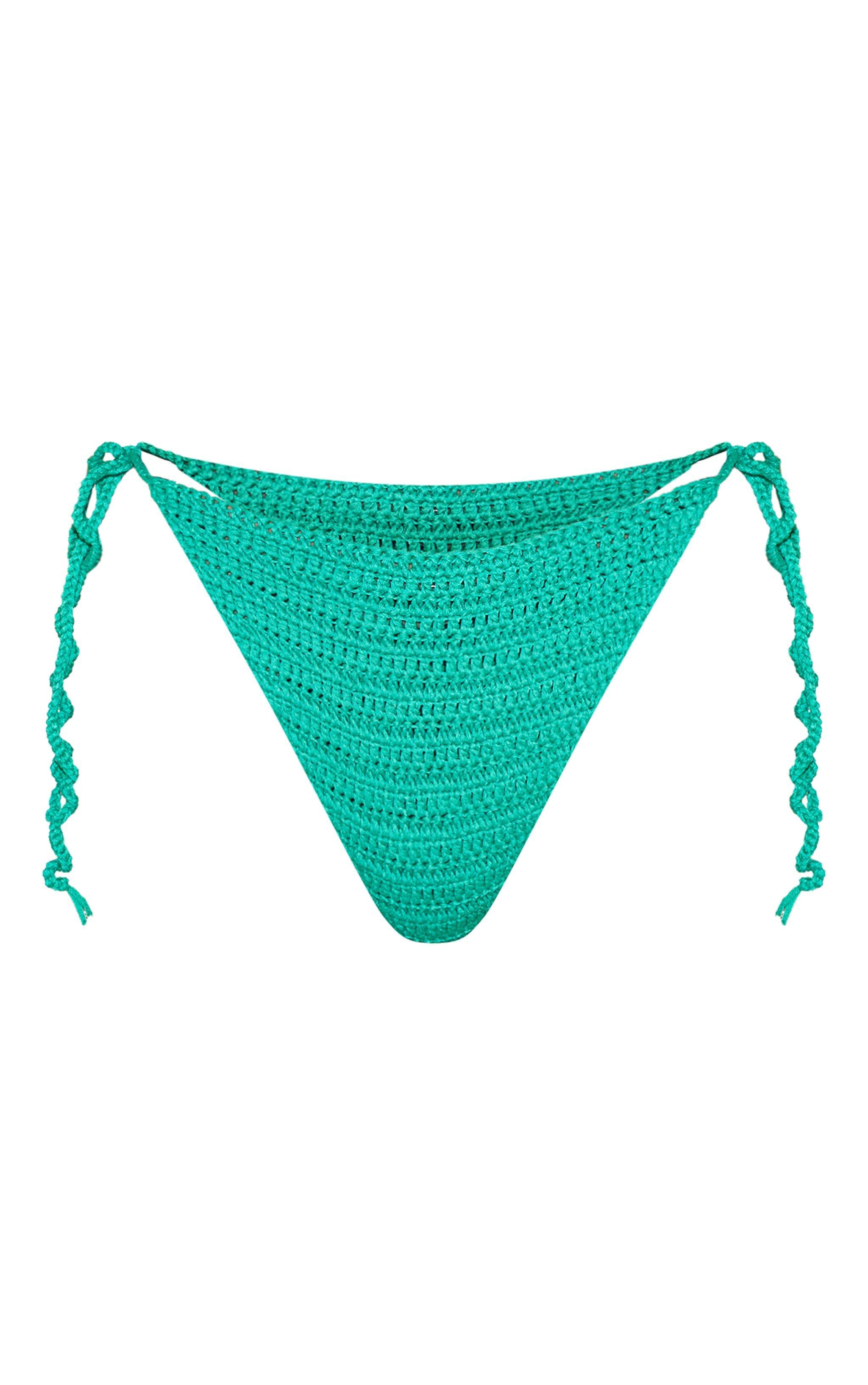 Green Tie Side Crochet Bikini Bottoms Product Image