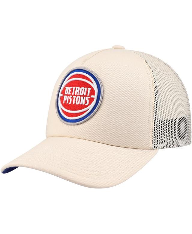 Mitchell & Ness Mens Cream Detroit Pistons Trucker Adjustable Hat Product Image