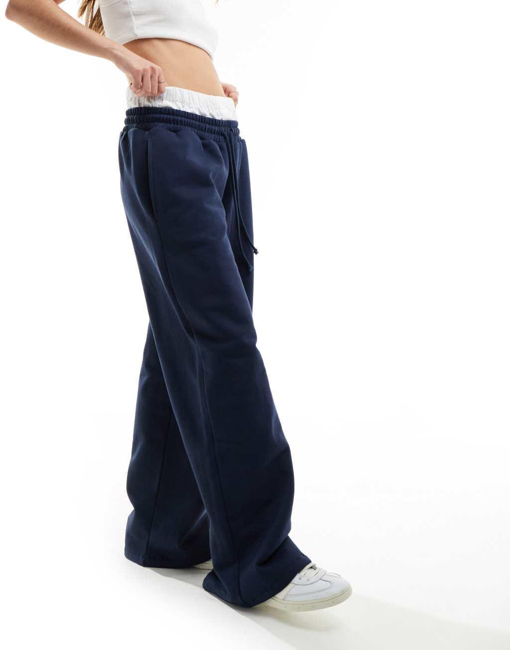 ASOS DESIGN oversized sweatpants with boxer waistband in navy Product Image