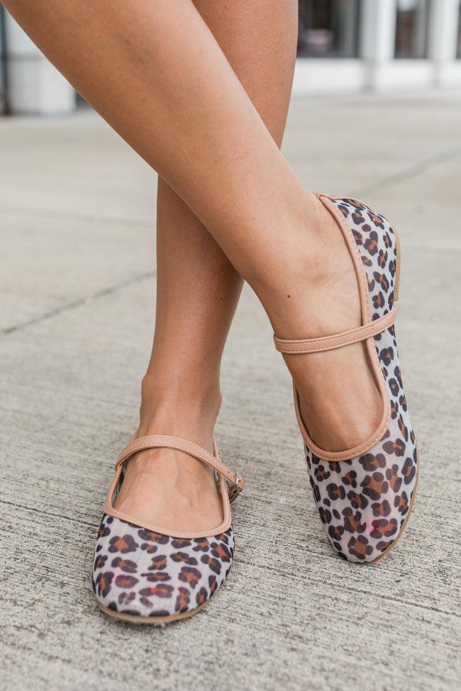 Mary Jane Mesh Leopard Ballet Flats Product Image