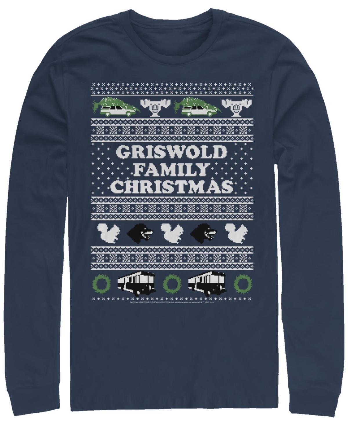 Mens National Lampoons Christmas Vacation Logo Ugly Sweater Graphic Tee Blue Product Image