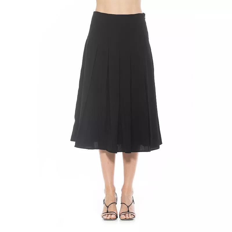 Womens ALEXIA ADMOR Shilo Midi Length Pleated Skirt Green Product Image