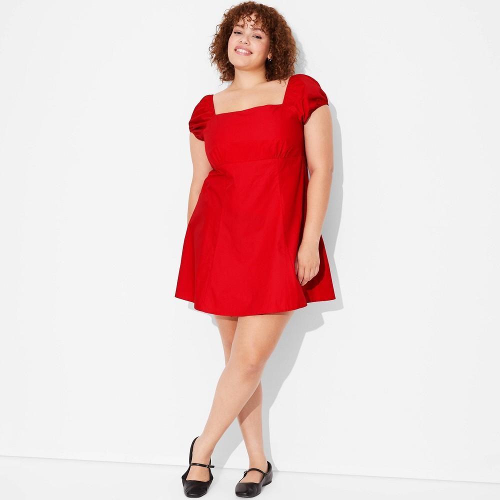 Womens Game Day Puff Short Sleeve Mini Dress - Wild Fable Red 4X Product Image