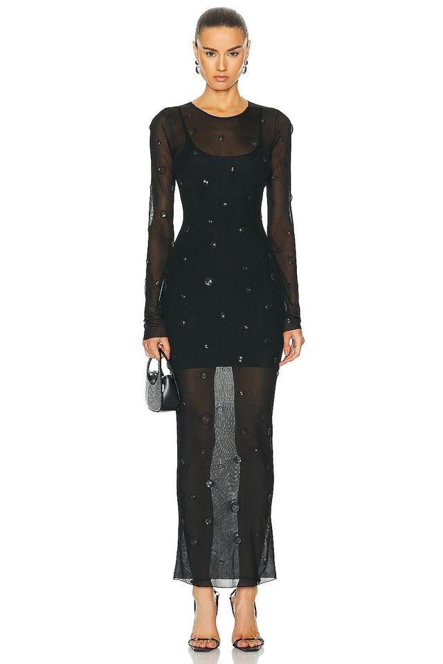 Alexander Wang Long Sleeve Sheer Rib Dress Black. (also in ). Product Image