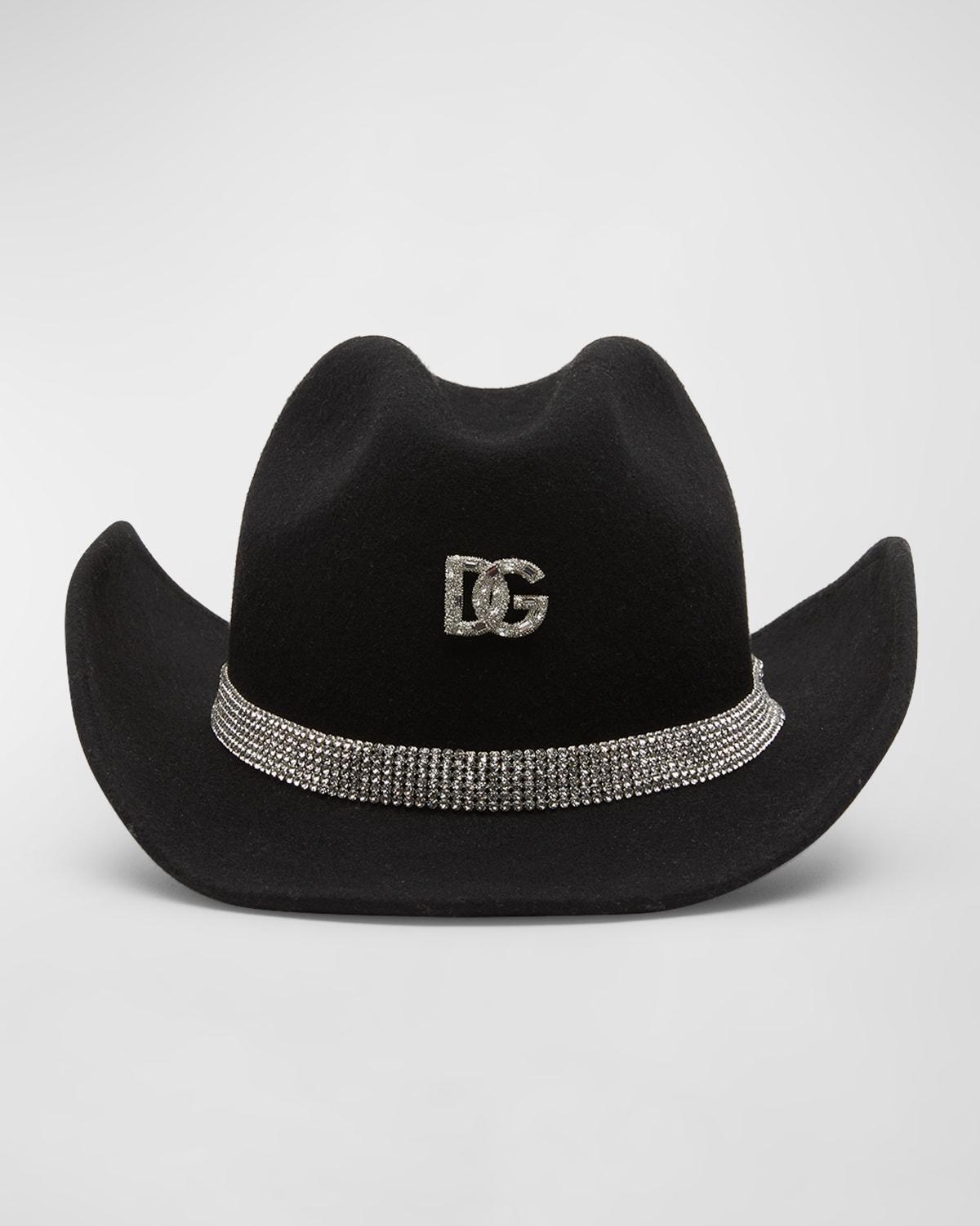 Dolce & Gabbana Crystal Band Wool Felt Cowboy Hat Product Image