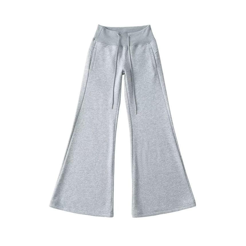 Drawstring Waist Plain Flared Sweatpants Product Image