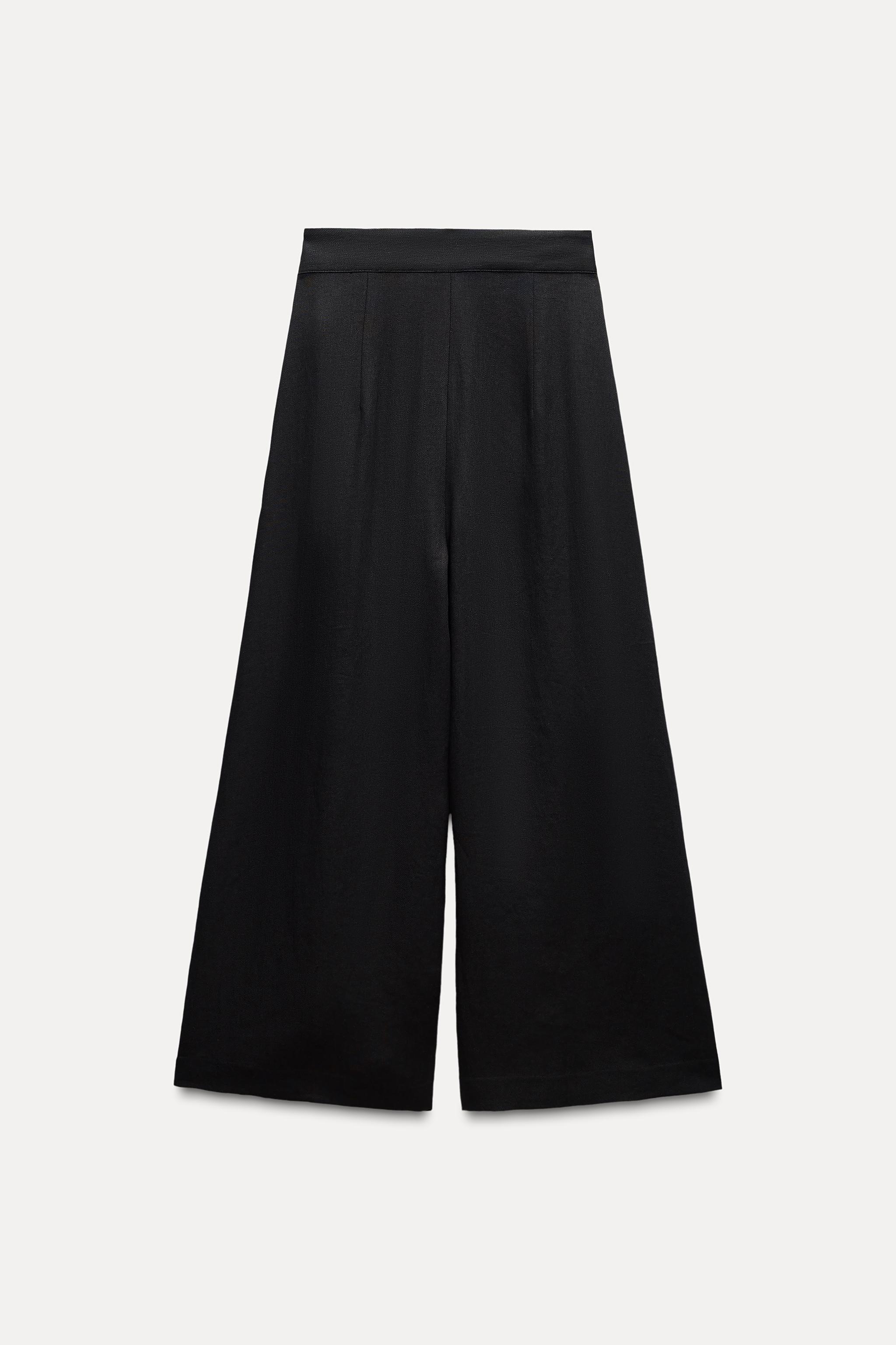 LINEN BLEND PLEATED PANTS ZW COLLECTION Product Image