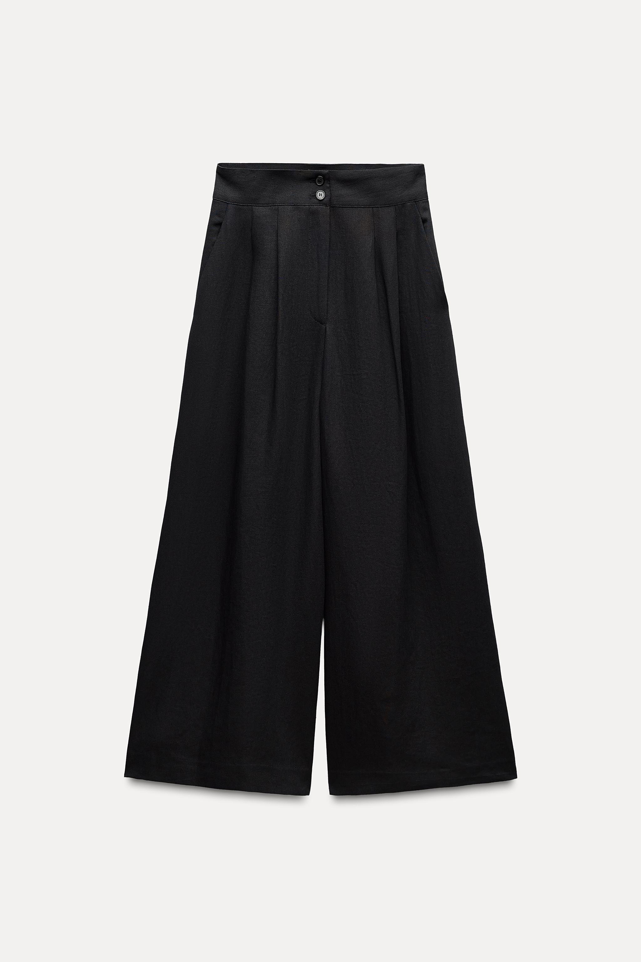 LINEN BLEND PLEATED PANTS ZW COLLECTION Product Image