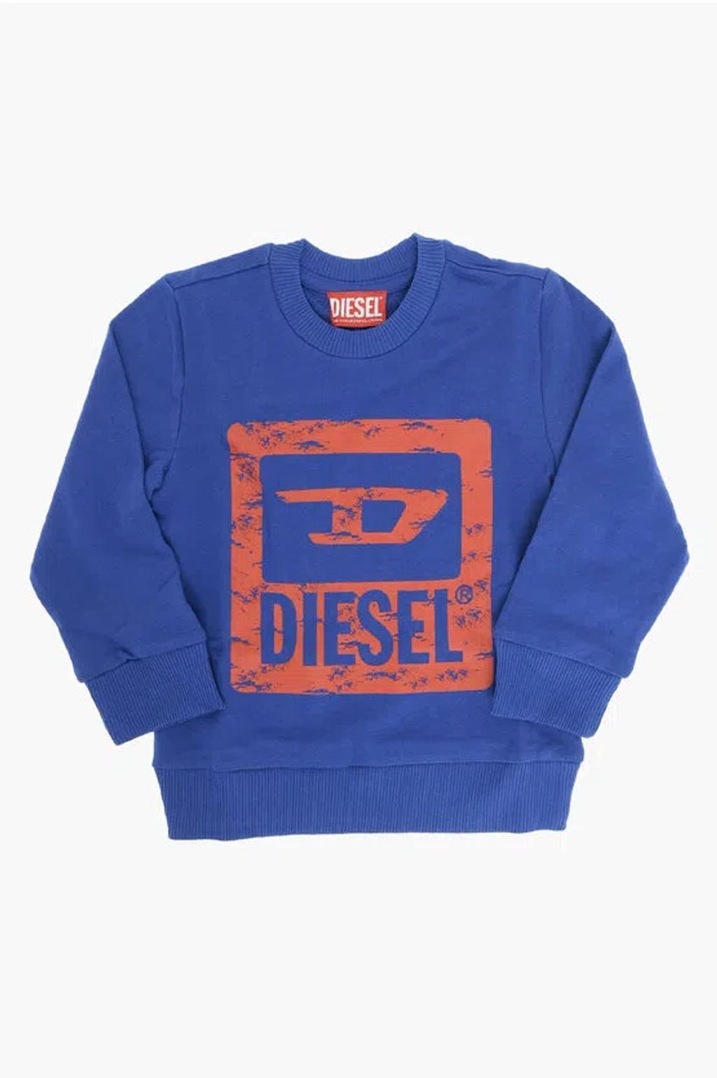 Red Tag Brushed Cotton Snuf Crew-neck Sweatshirt In Blue Product Image