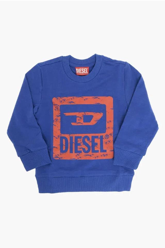 Red Tag Brushed Cotton Snuf Crew-neck Sweatshirt In Blue Product Image