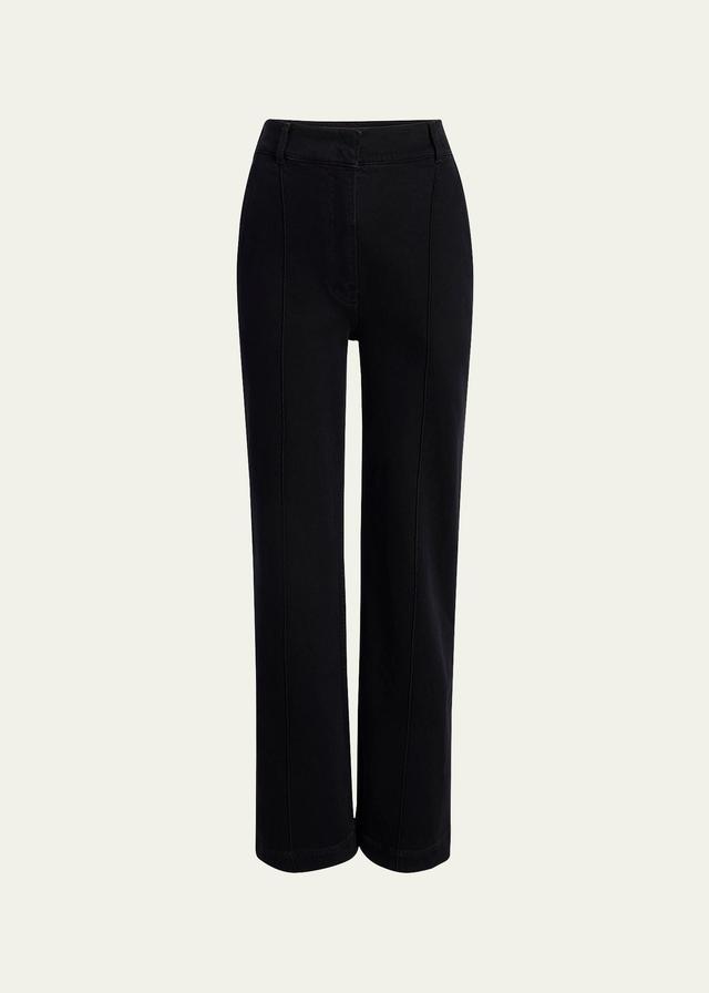 Womens High-Waisted Denim Trousers Product Image