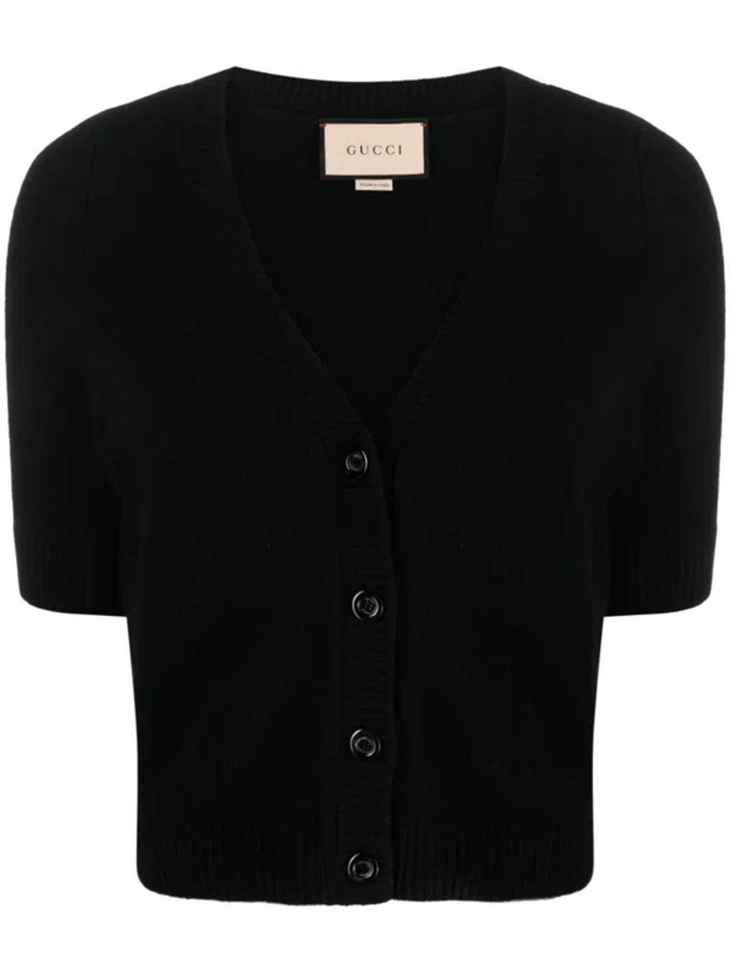 V-necked Cashmere Cardigan In Black product image