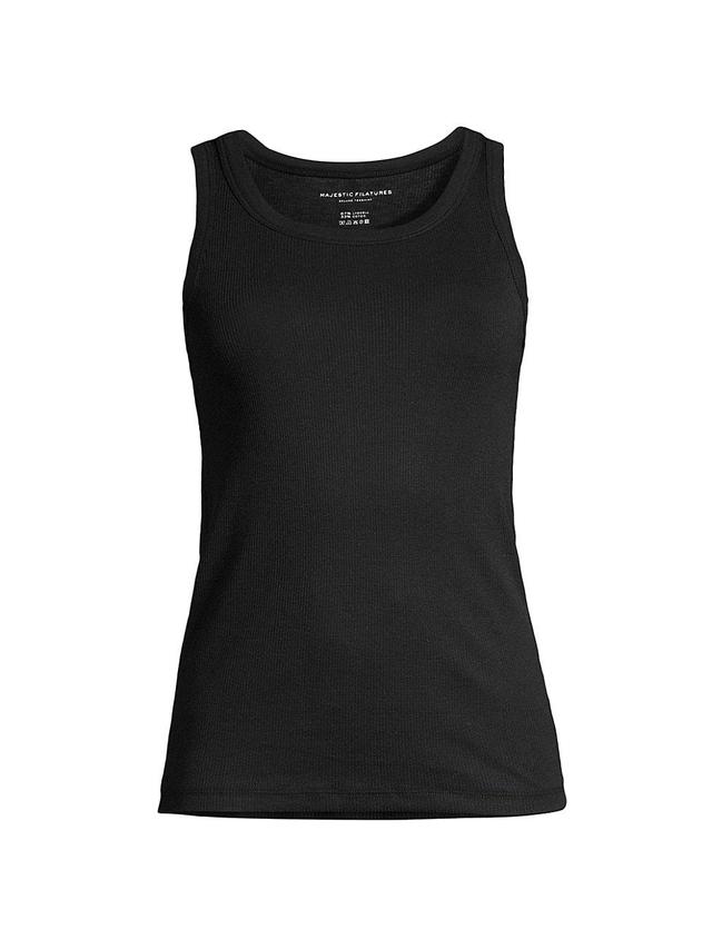 Womens Rib-Knit Cotton-Blend Scoopneck Tank Top Product Image