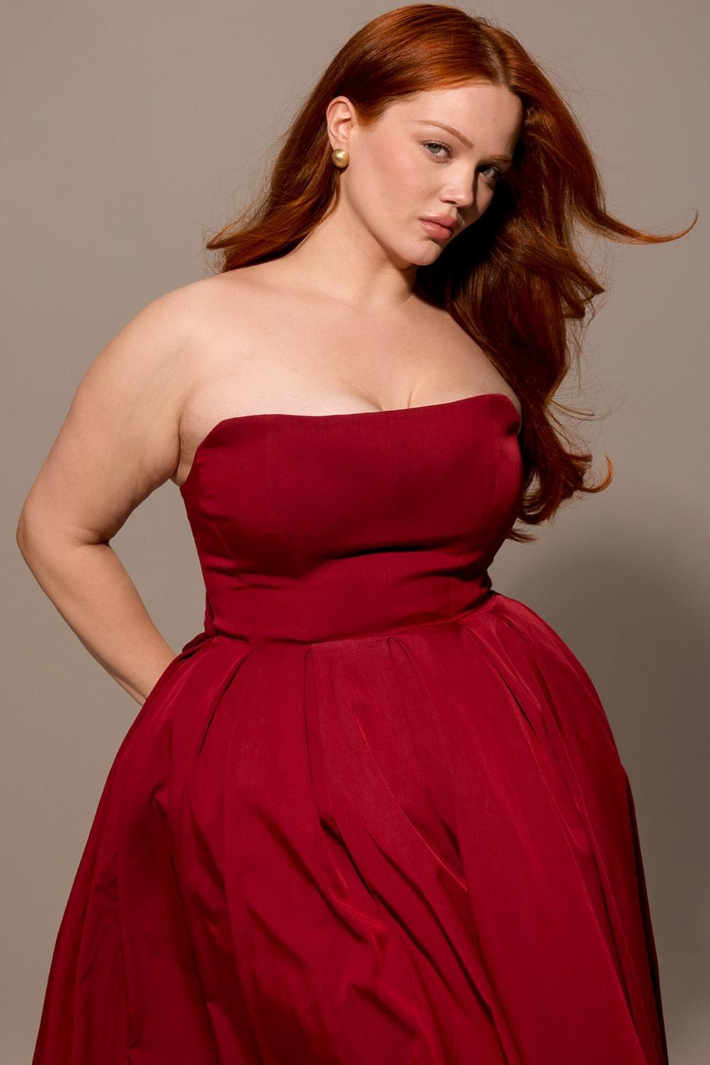 Pandora Berry Strapless Detachable Bow Midi Dress Product Image