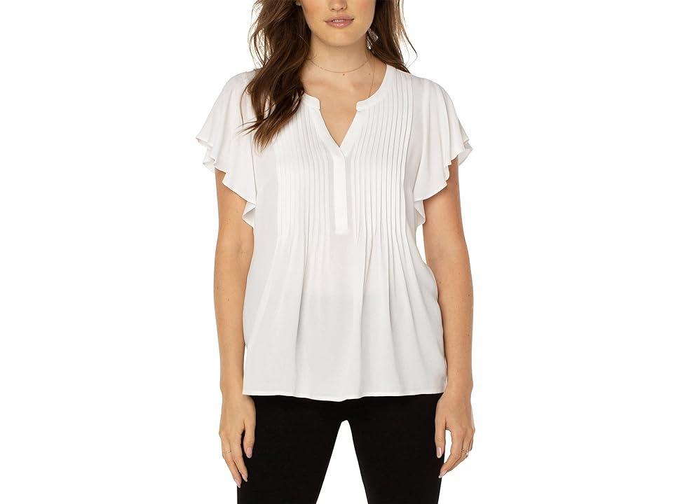 Liverpool Los Angeles Pintuck Flutter Sleeve Crepe Top Product Image