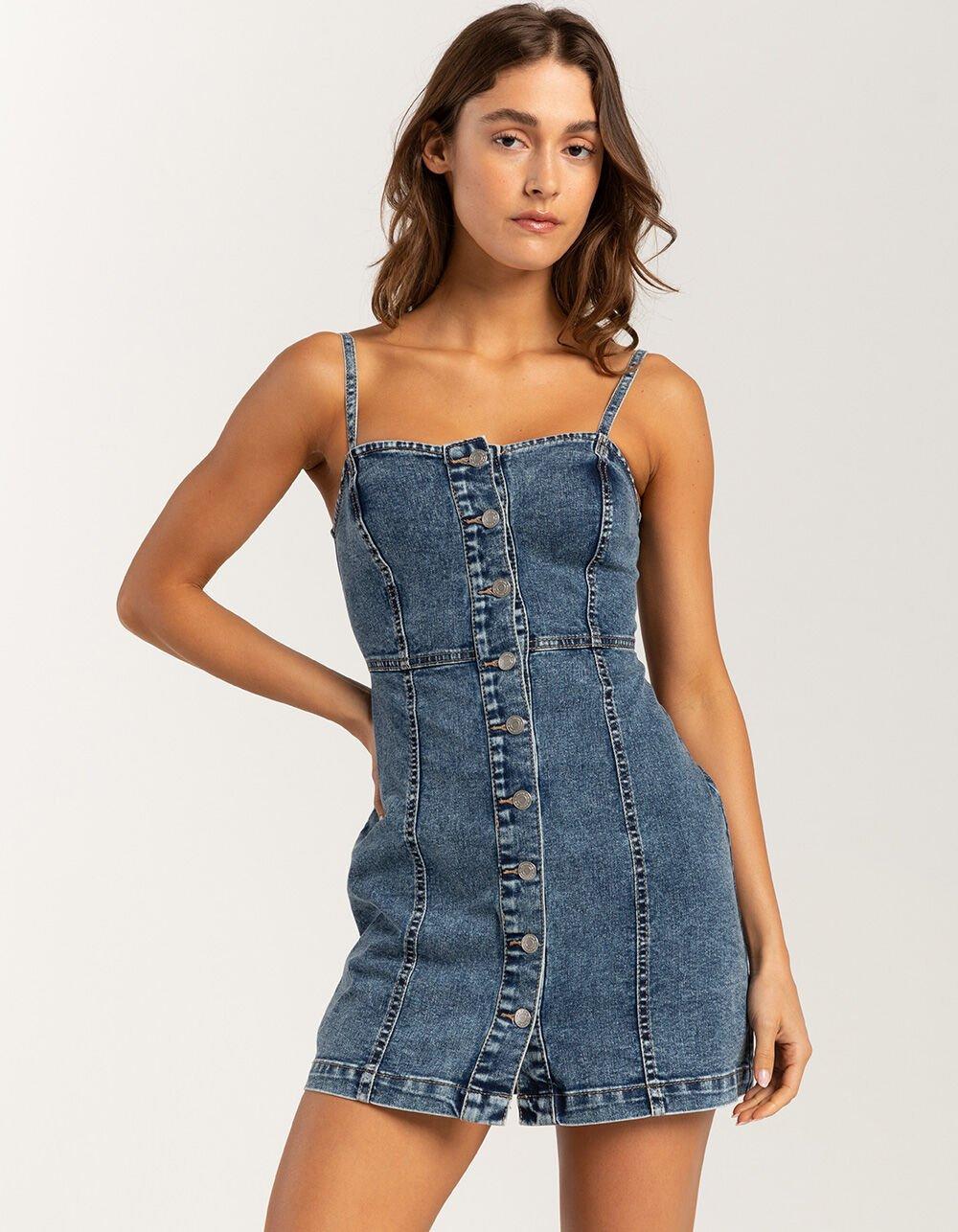 RSQ Womens Button Front Denim Dress Product Image